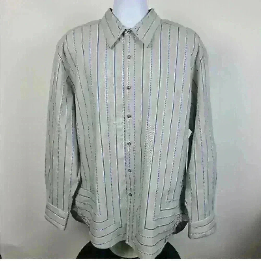 Robert Graham Gray/Blue stripped colorful Button Down Shirt sz large L - Picture 1 of 11